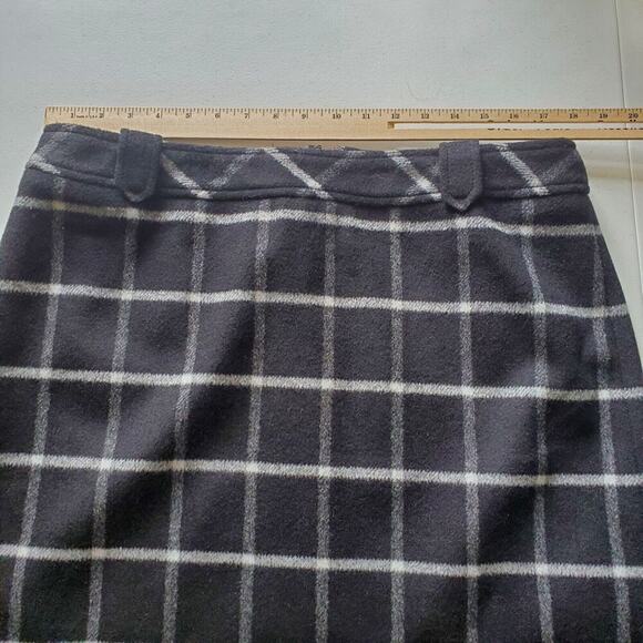 Talbots Wool Blend Flannel Mini Skirt Black Plaid NEW Academia Preppy Twee - Picture 8 of 14